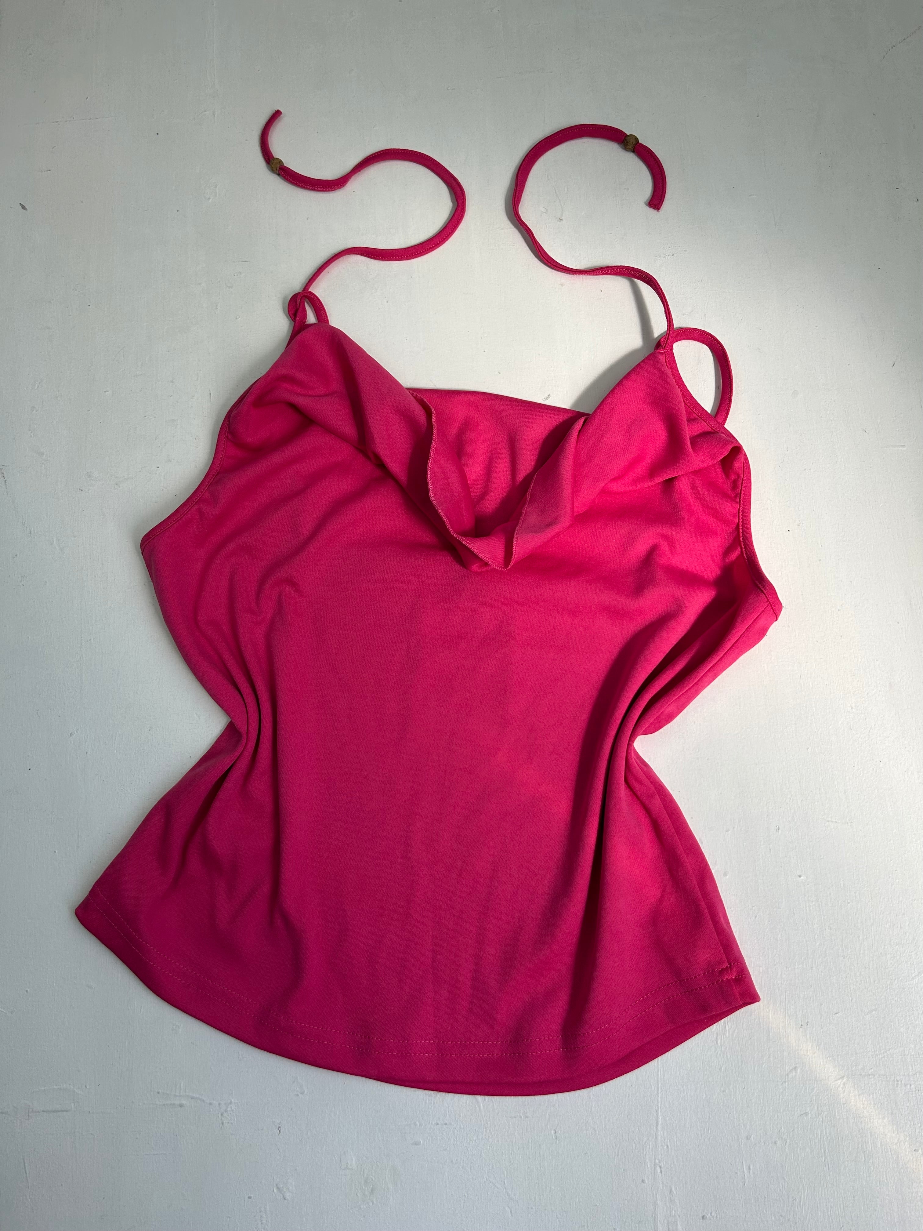 Plunge neck  stretchy halter top (M/L)