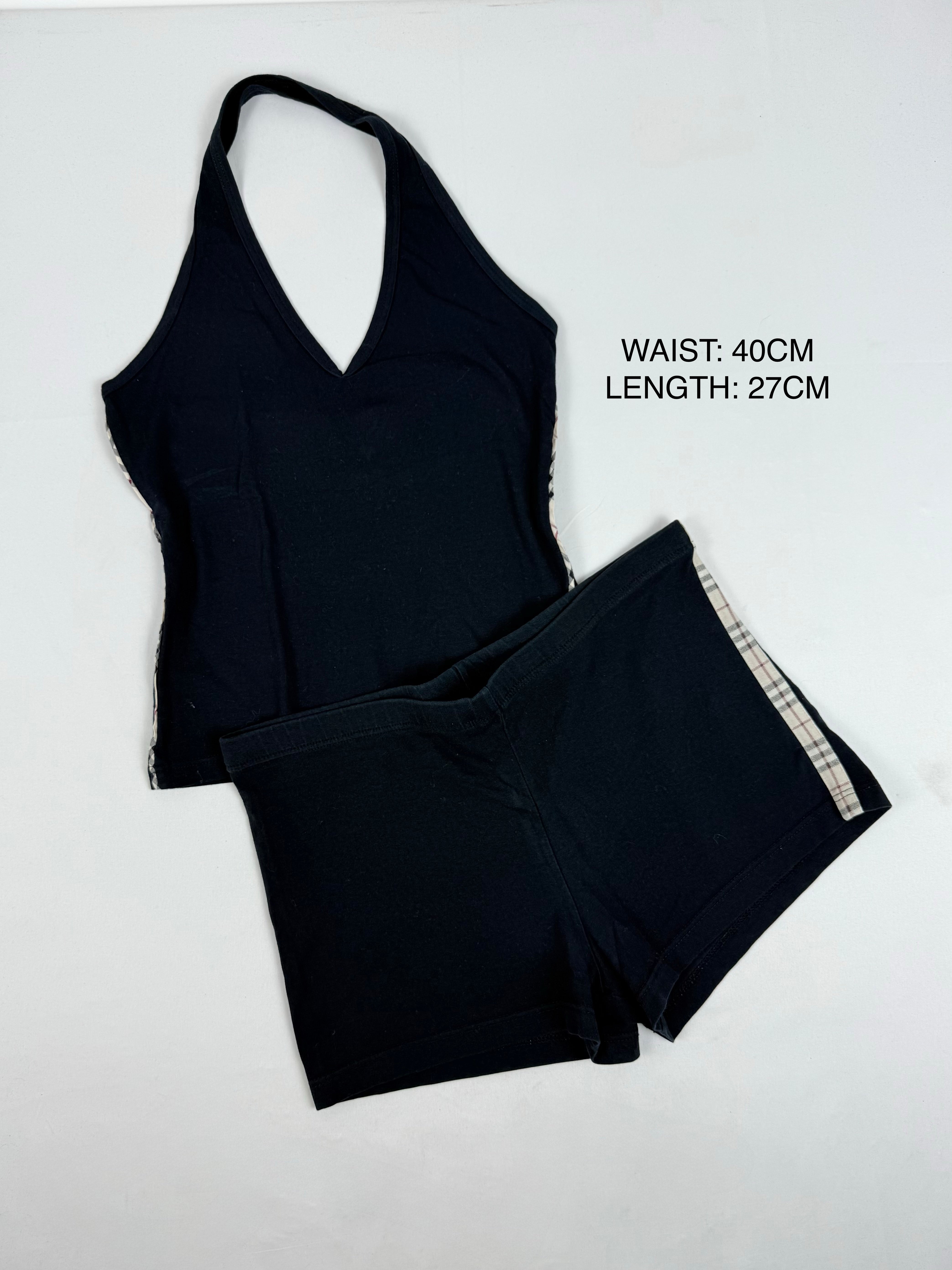 Black 100% cotton mini short + top set (S/M)