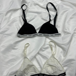 Cotton logo band bralette