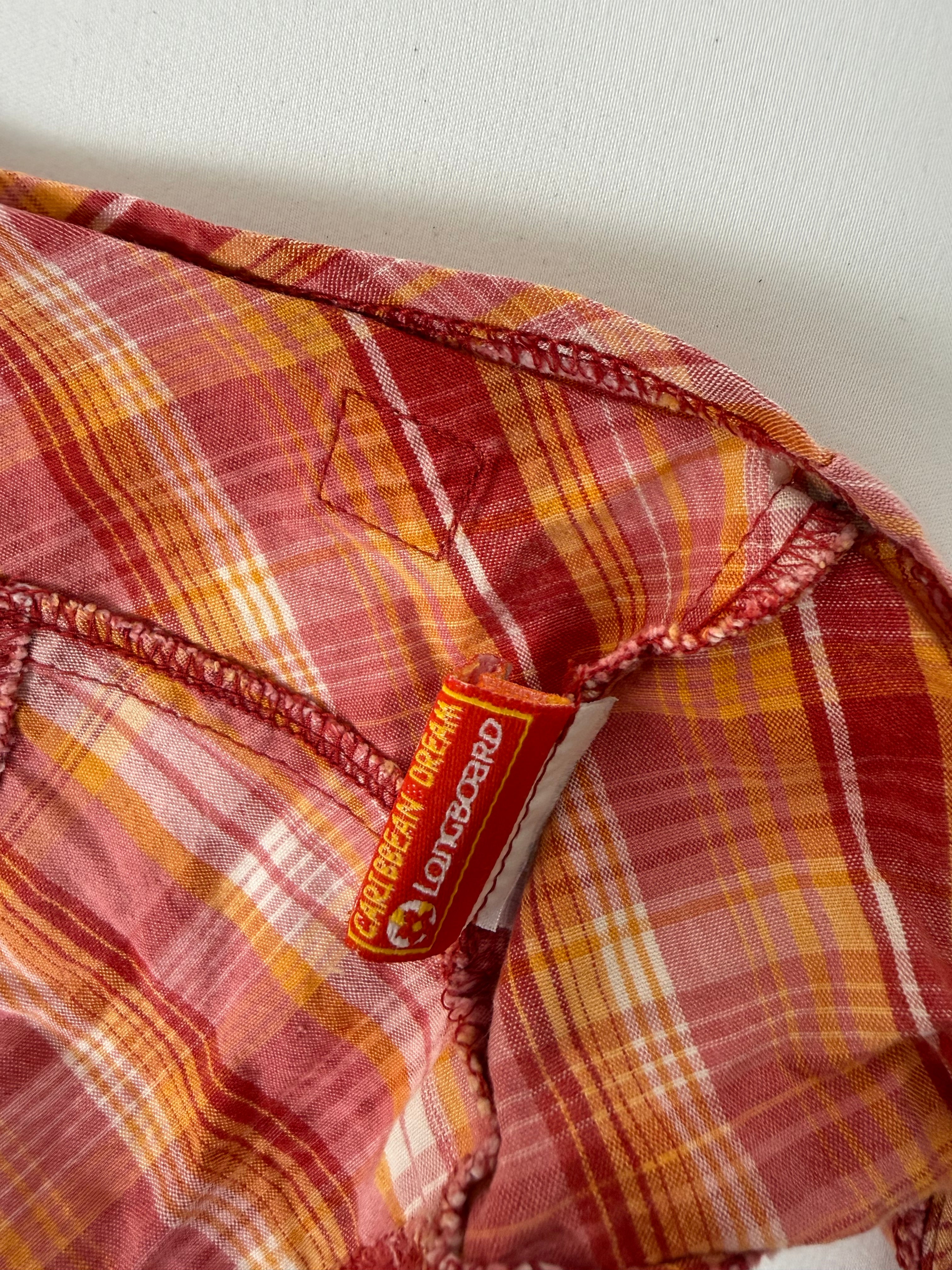 Orange check print halter top (XS)