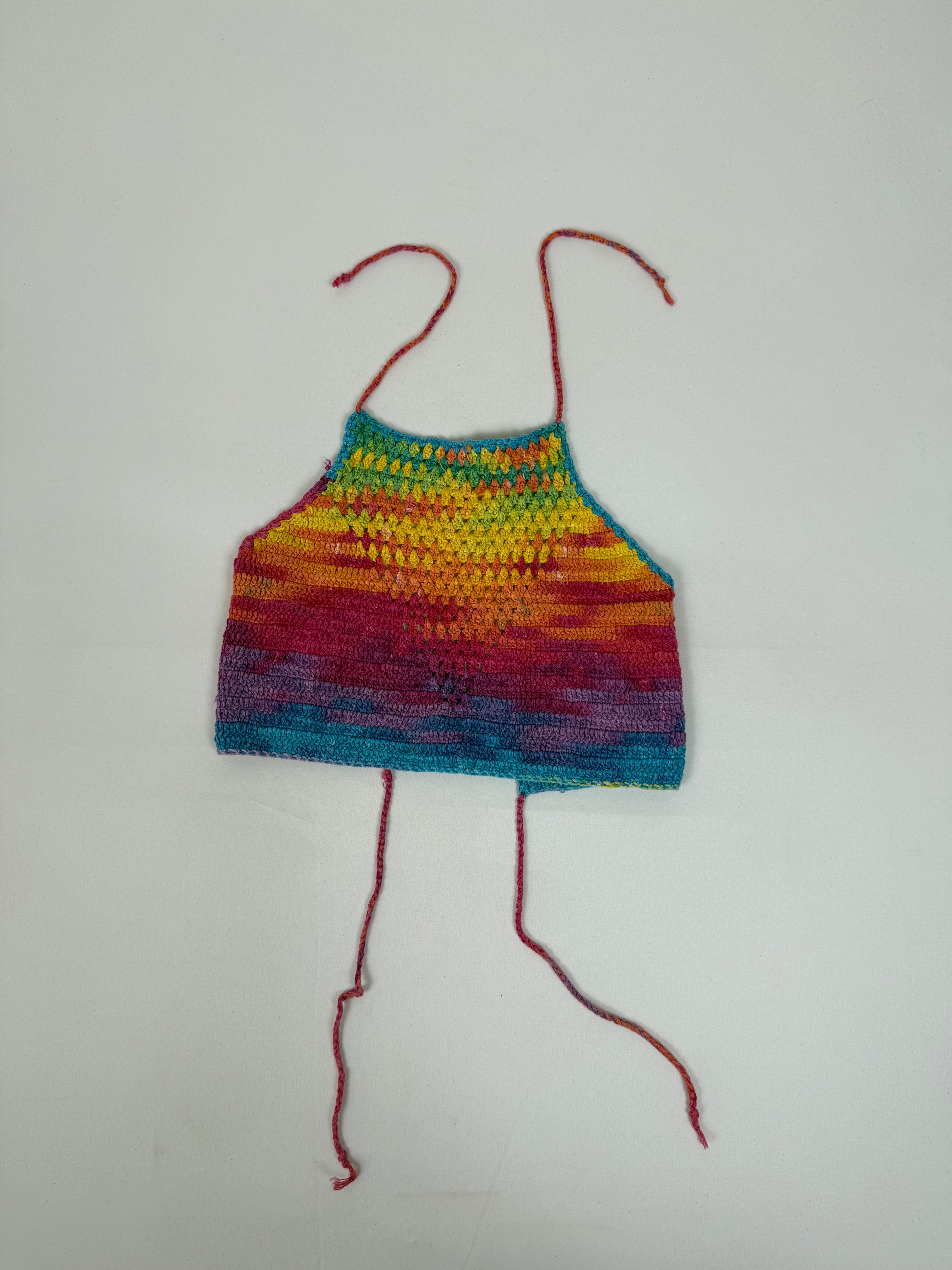 Multicolor crochet halter top (XS)