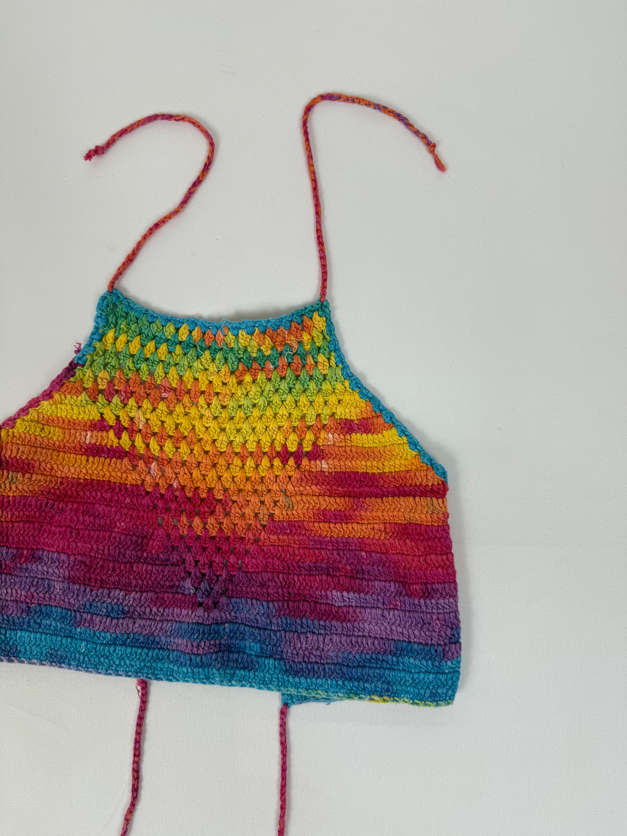Multicolor crochet halter top (XS)