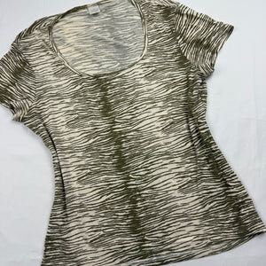 Khaki tiger print cotton tee (L)
