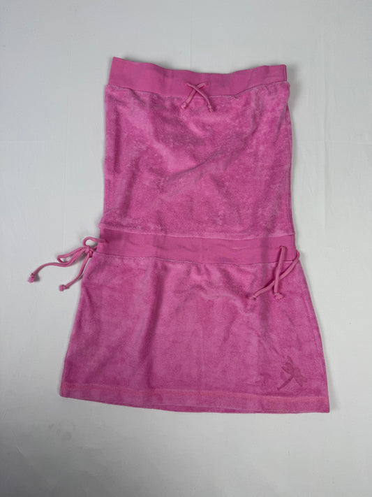 Pink velvet cotton mini dress (XS)