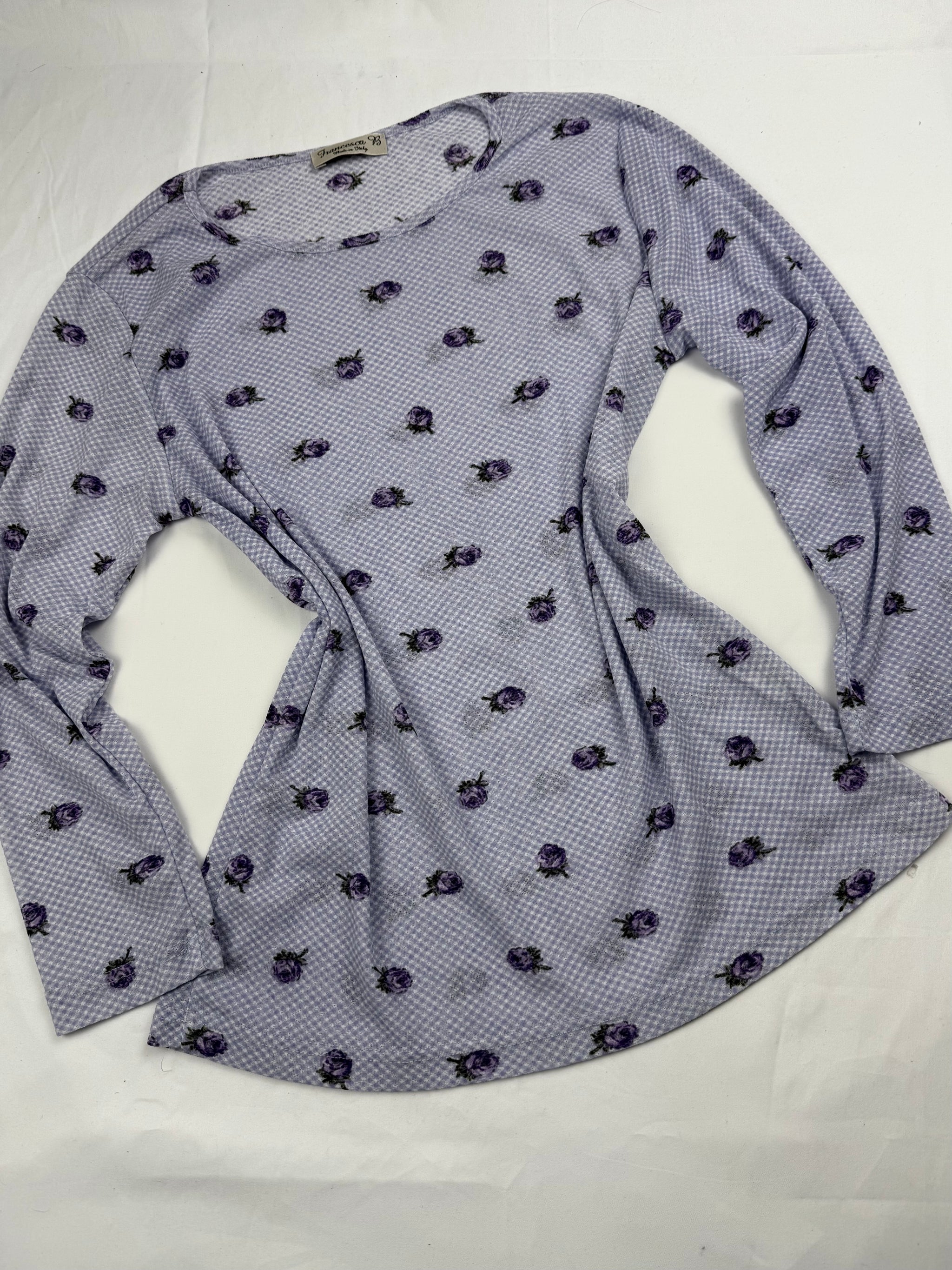 Lilac floral mesh long sleeves top (XL)