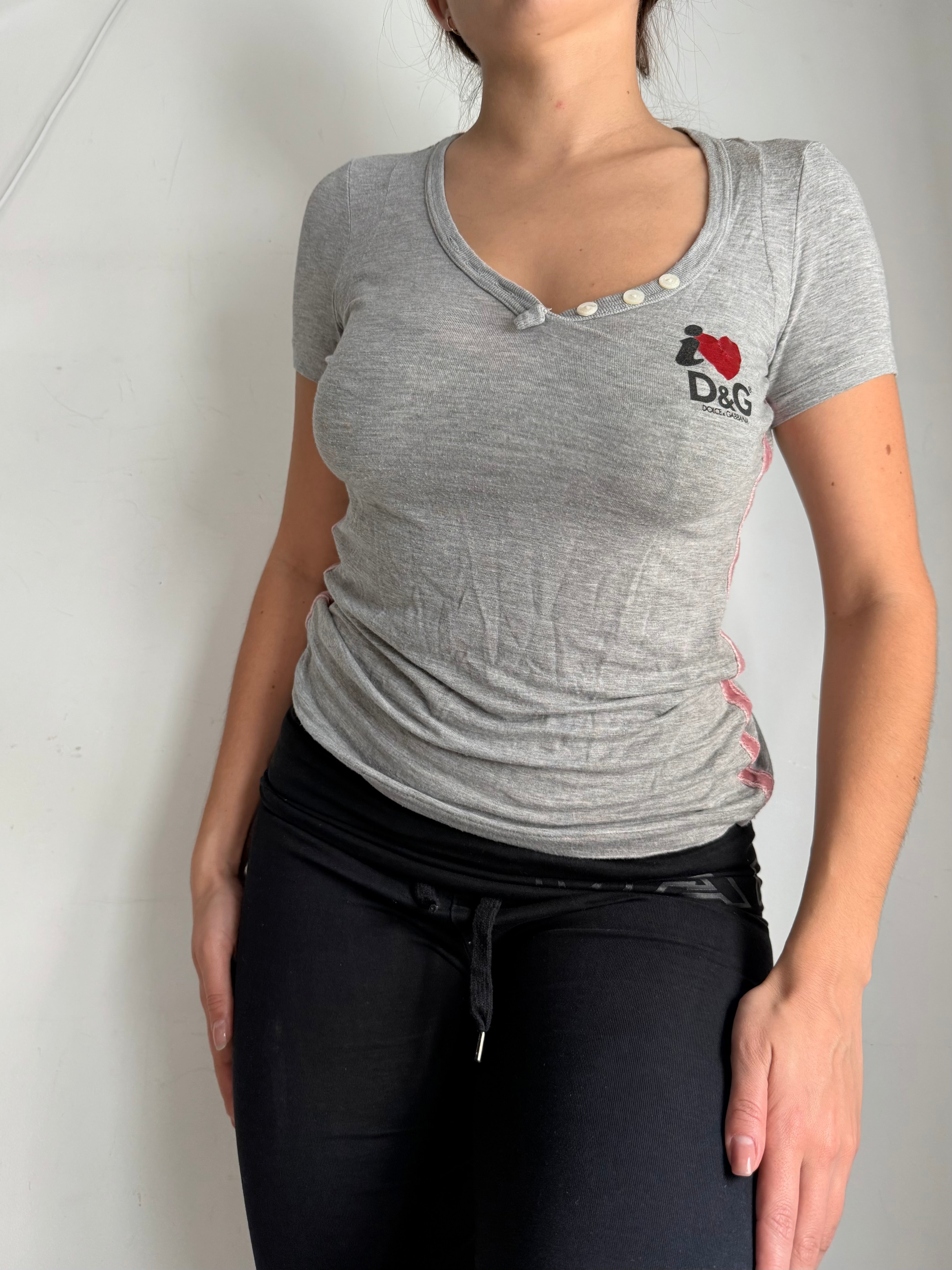 Grey stretchy logo tight fit tee (S/M)