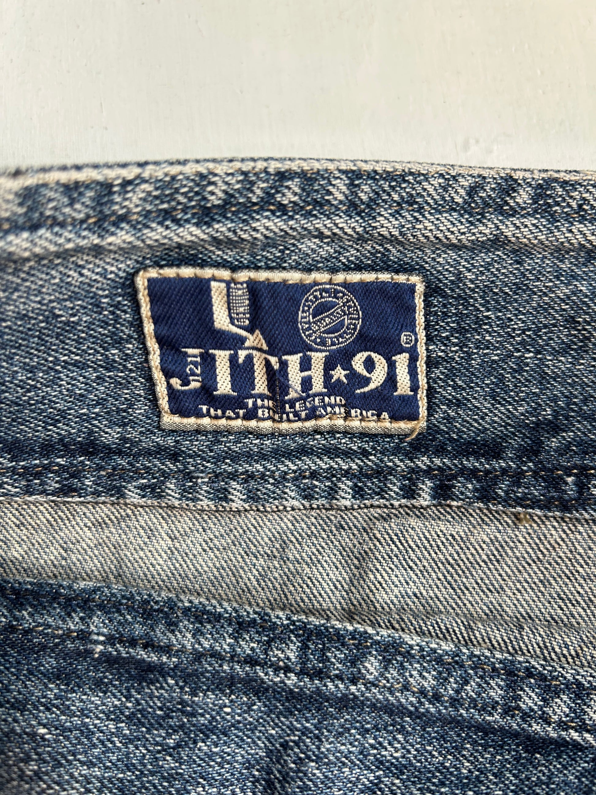 Blue denim mini pleated skirt (S/M)