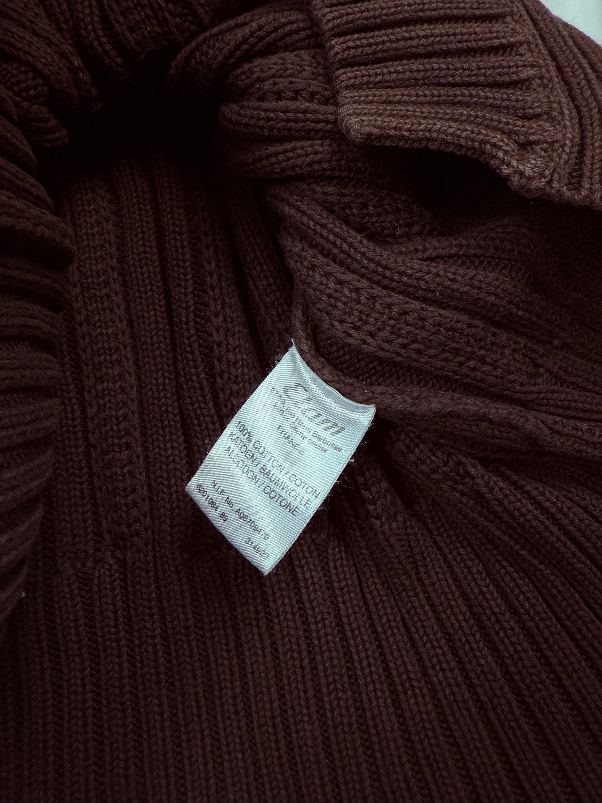 Brown ribbed buttons up jumper (M)