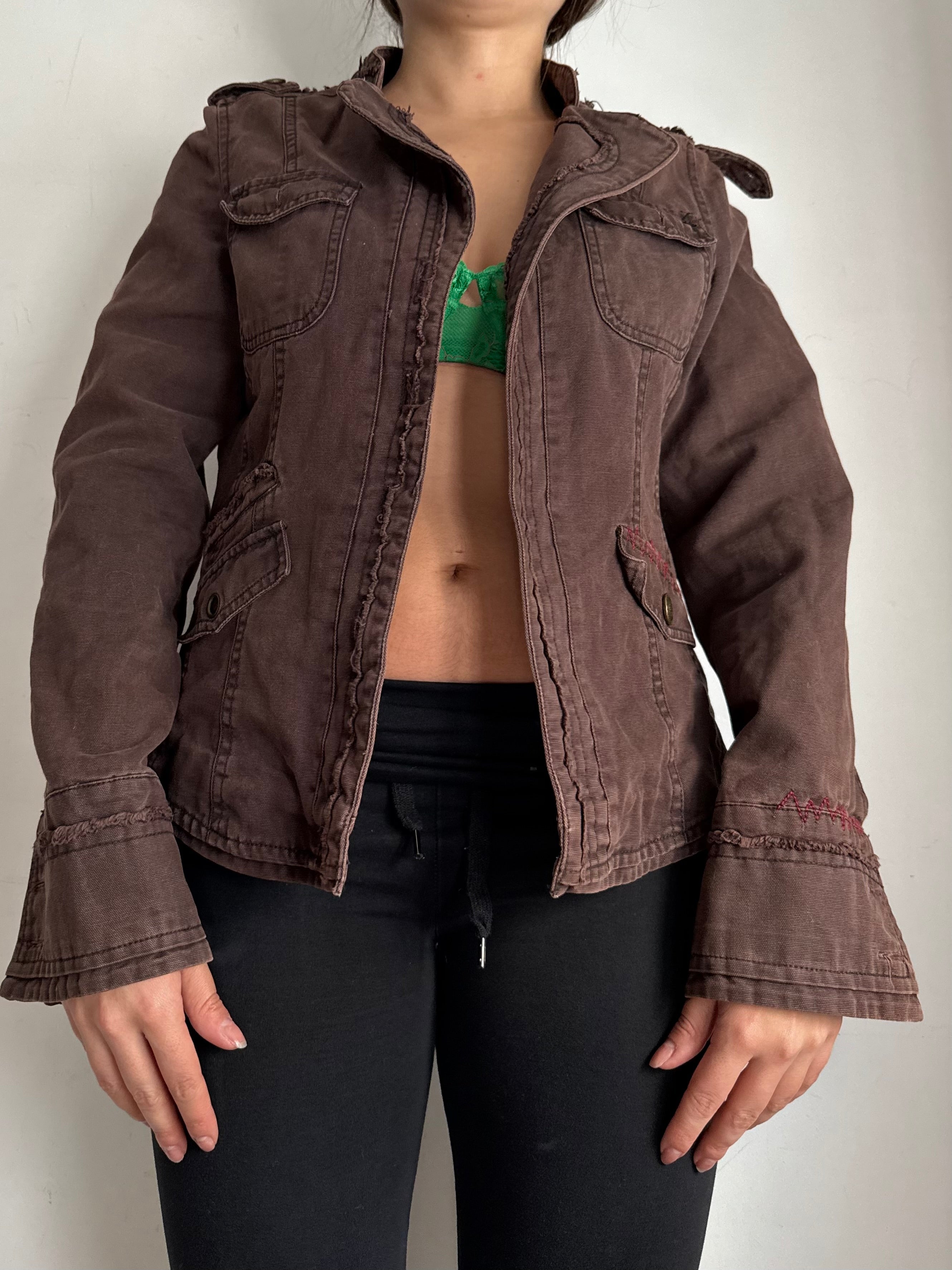 Brown denim tight fit jacket (S)