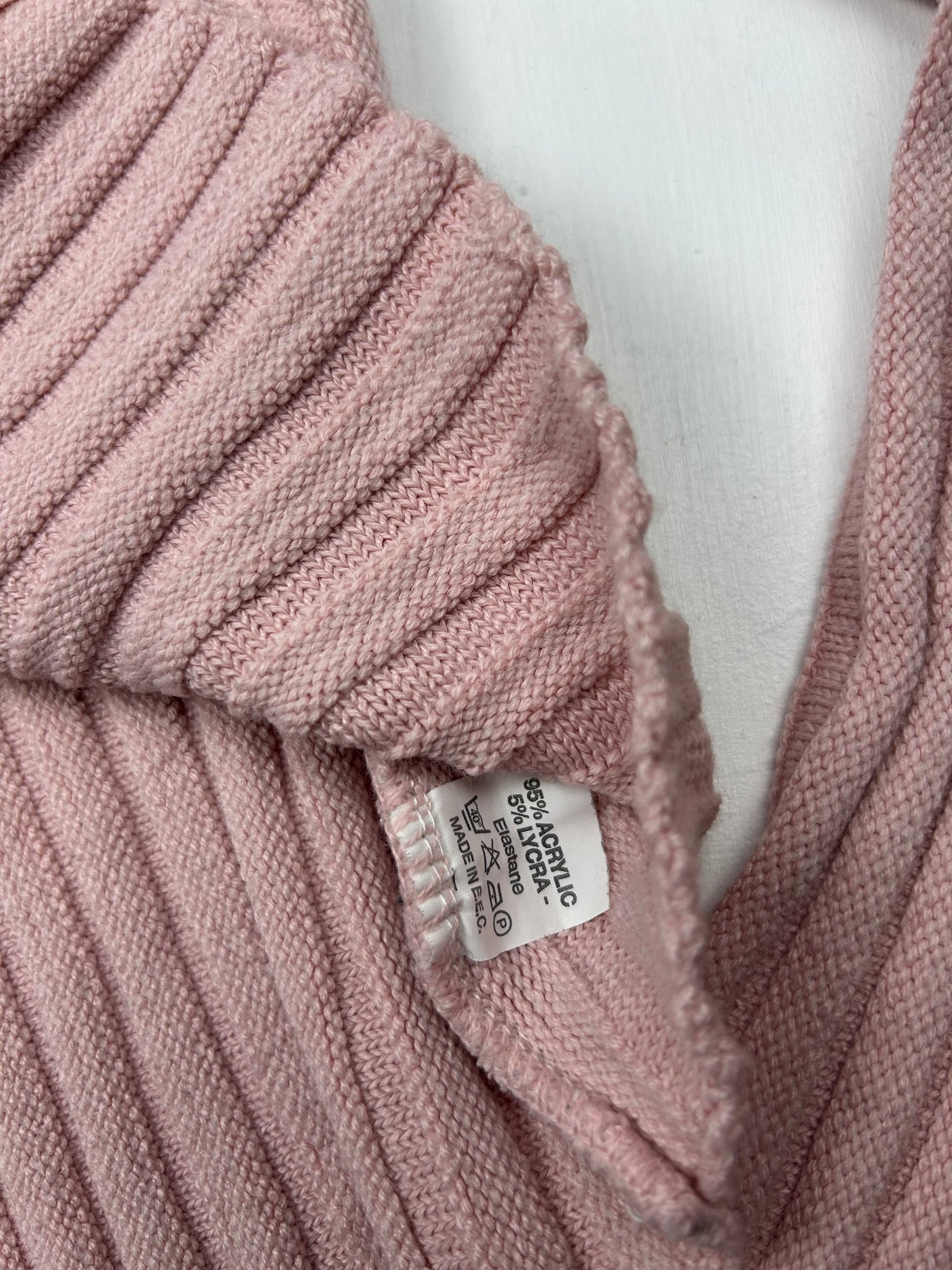 Baby pink bardot ribbed zip up cardigan jumper (S/M)