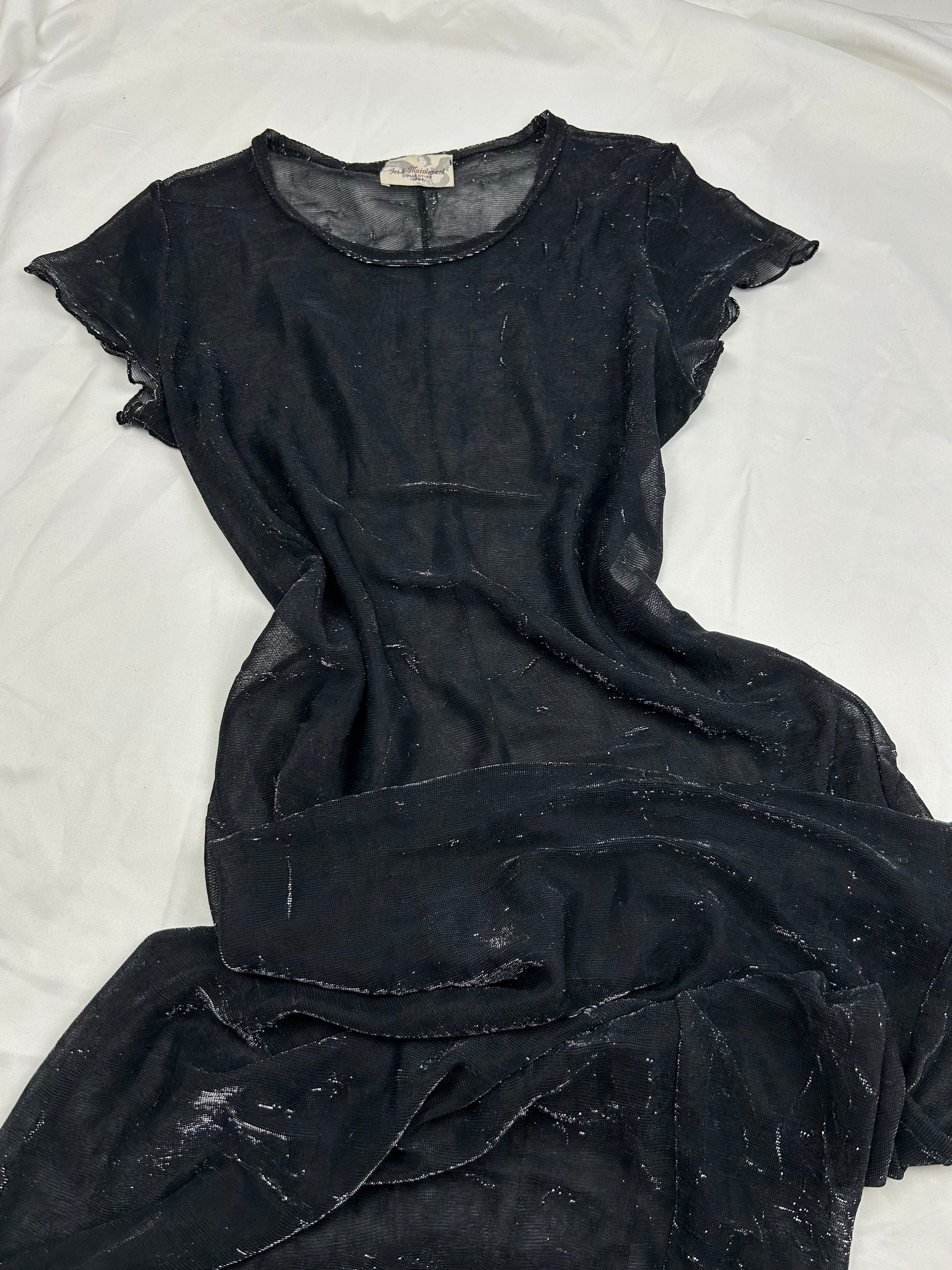 Grey shinning glitters see trough maxi dress (S)