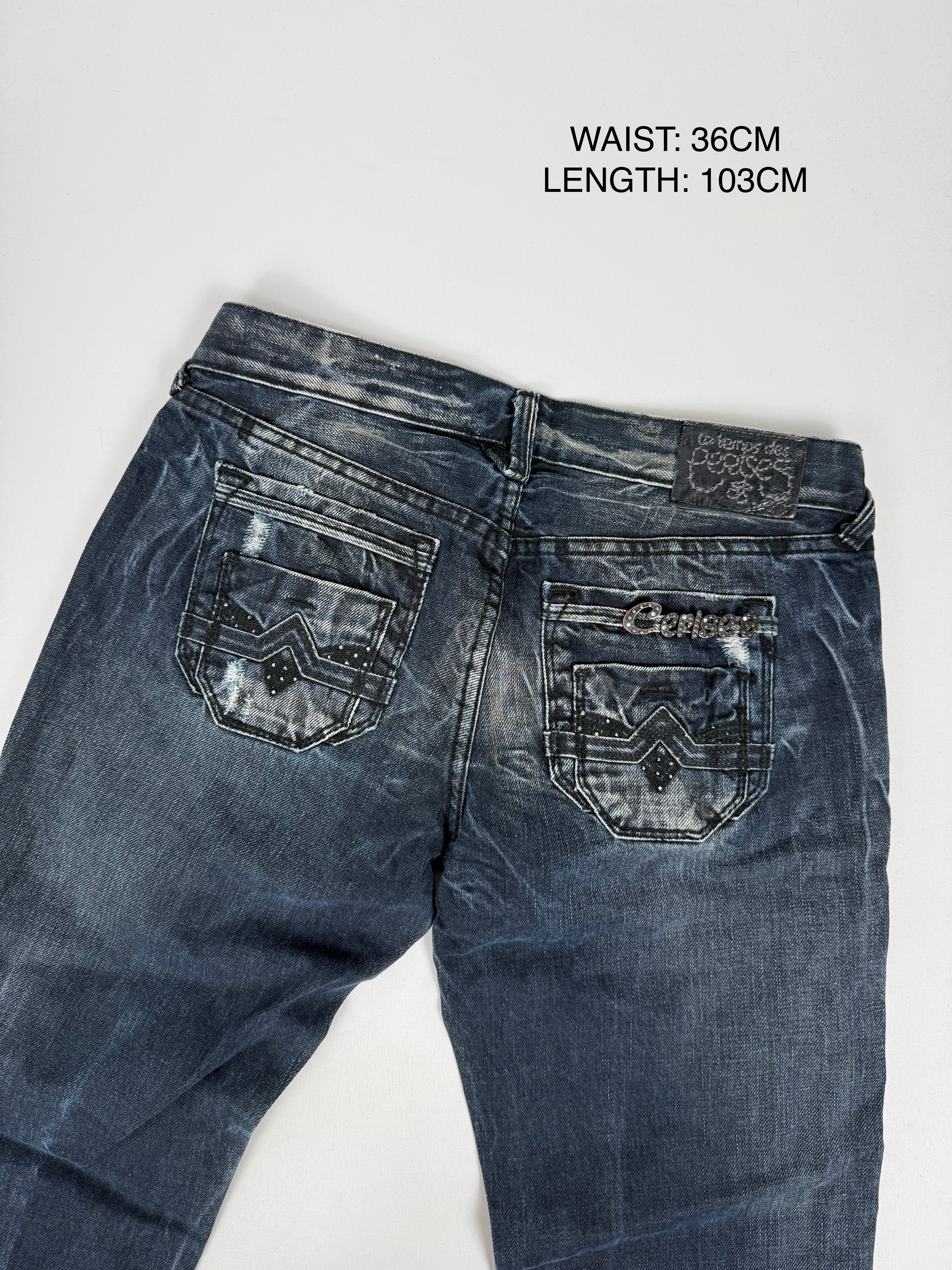Black low rise straight legs denim pants (XS)