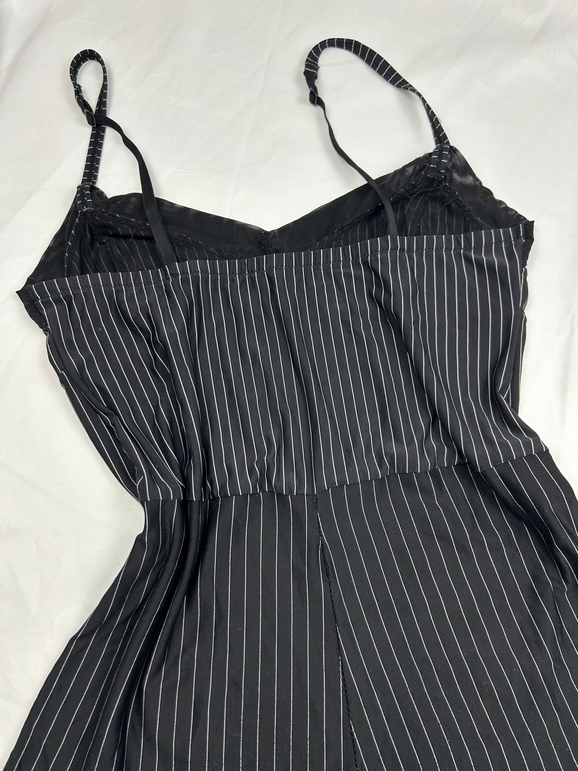 Black striped office jumpsuit (S/M)