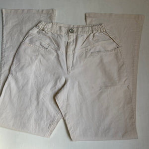 White mid waist 100% cotton flare pants (S)
