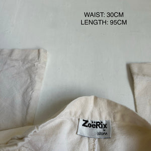 White mid waist 100% cotton flare pants (S)