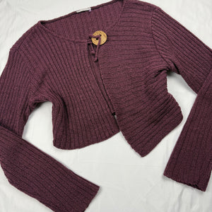 Purple ribbed cardigan jumper (XL)