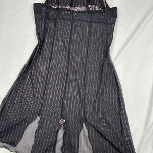 Black embroidered see trough babydoll mini dress (M)