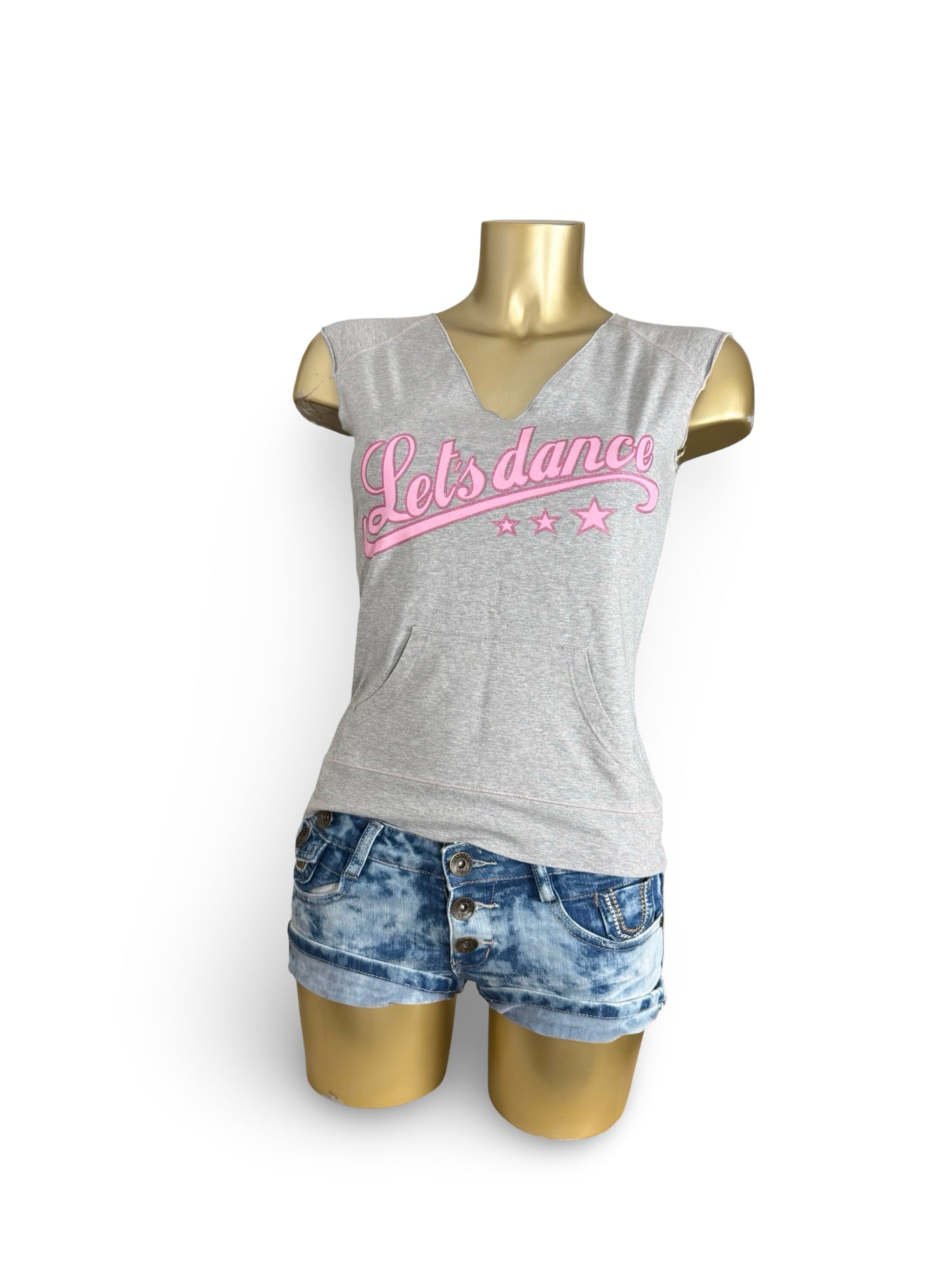 Grey cotton activewear top (M)