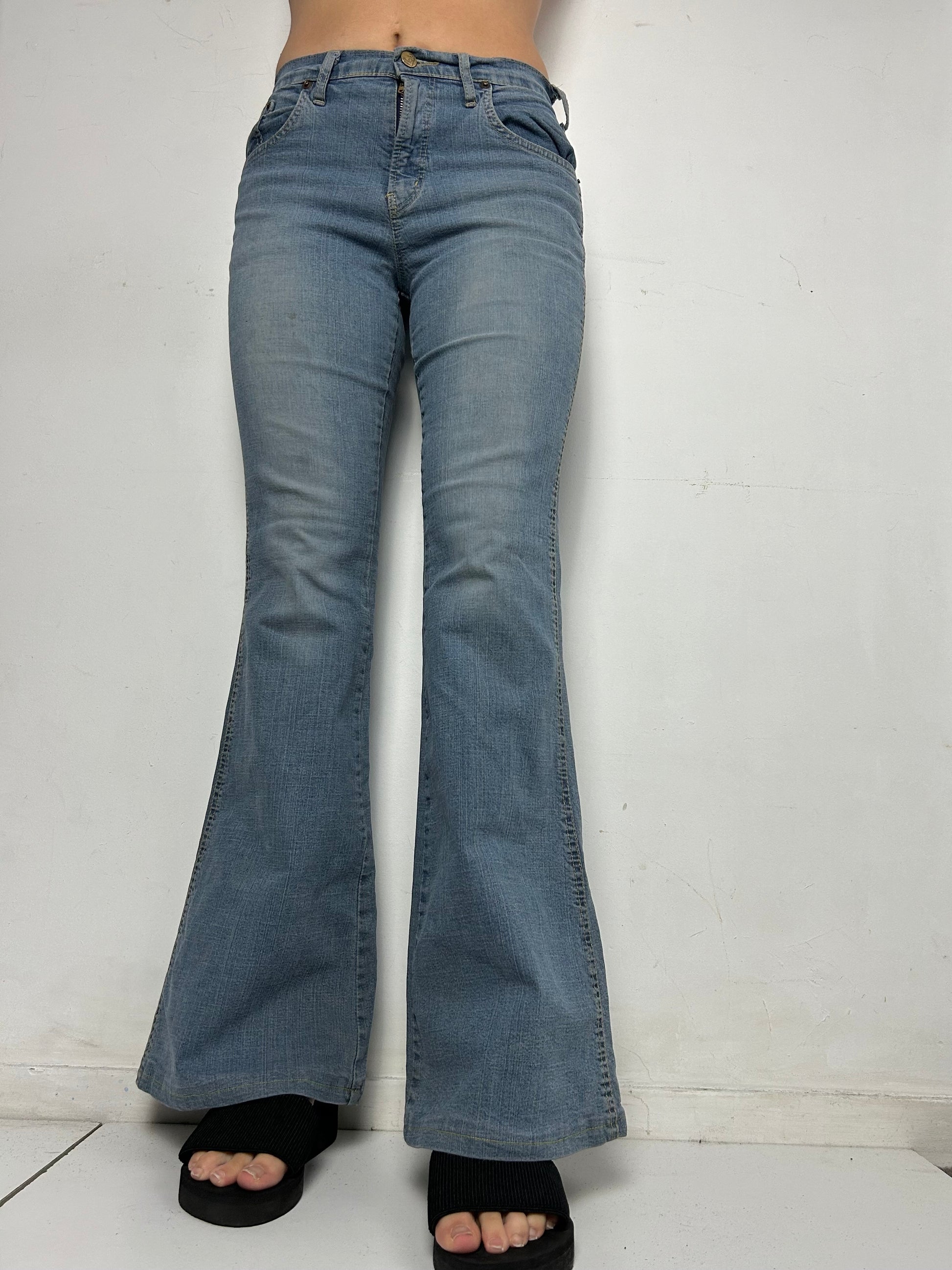 Blue denim  low waist flare / bootcut pants (S)