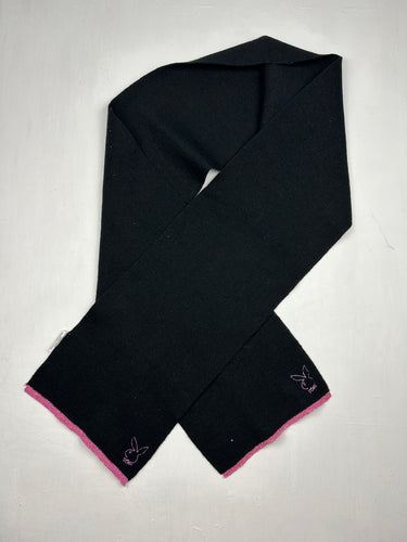 Black & pink logo knitted scarf