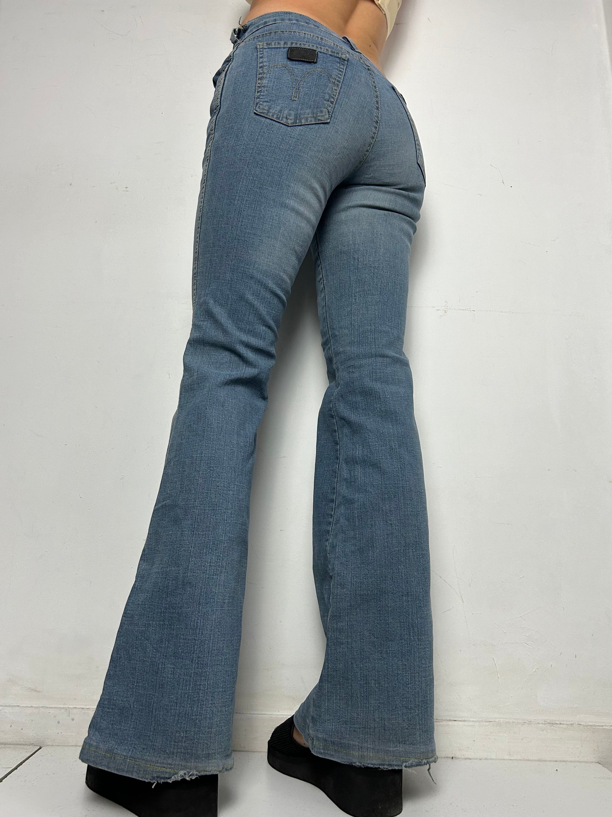 Blue denim  low waist flare / bootcut pants (S)