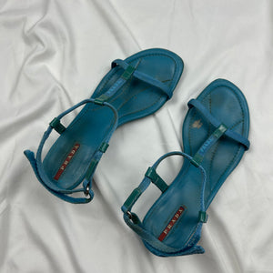 Blue kitten heels sandals (39)