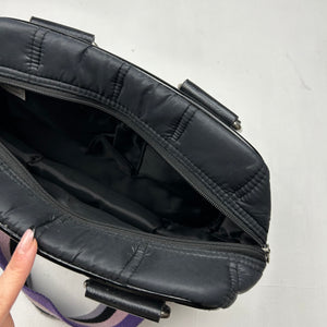 Black puffer logo medium shoulder bag