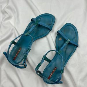 Blue kitten heels sandals (39)