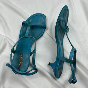 Blue kitten heels sandals (39)