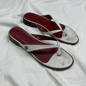 White real leather flip flop mules (37.5)
