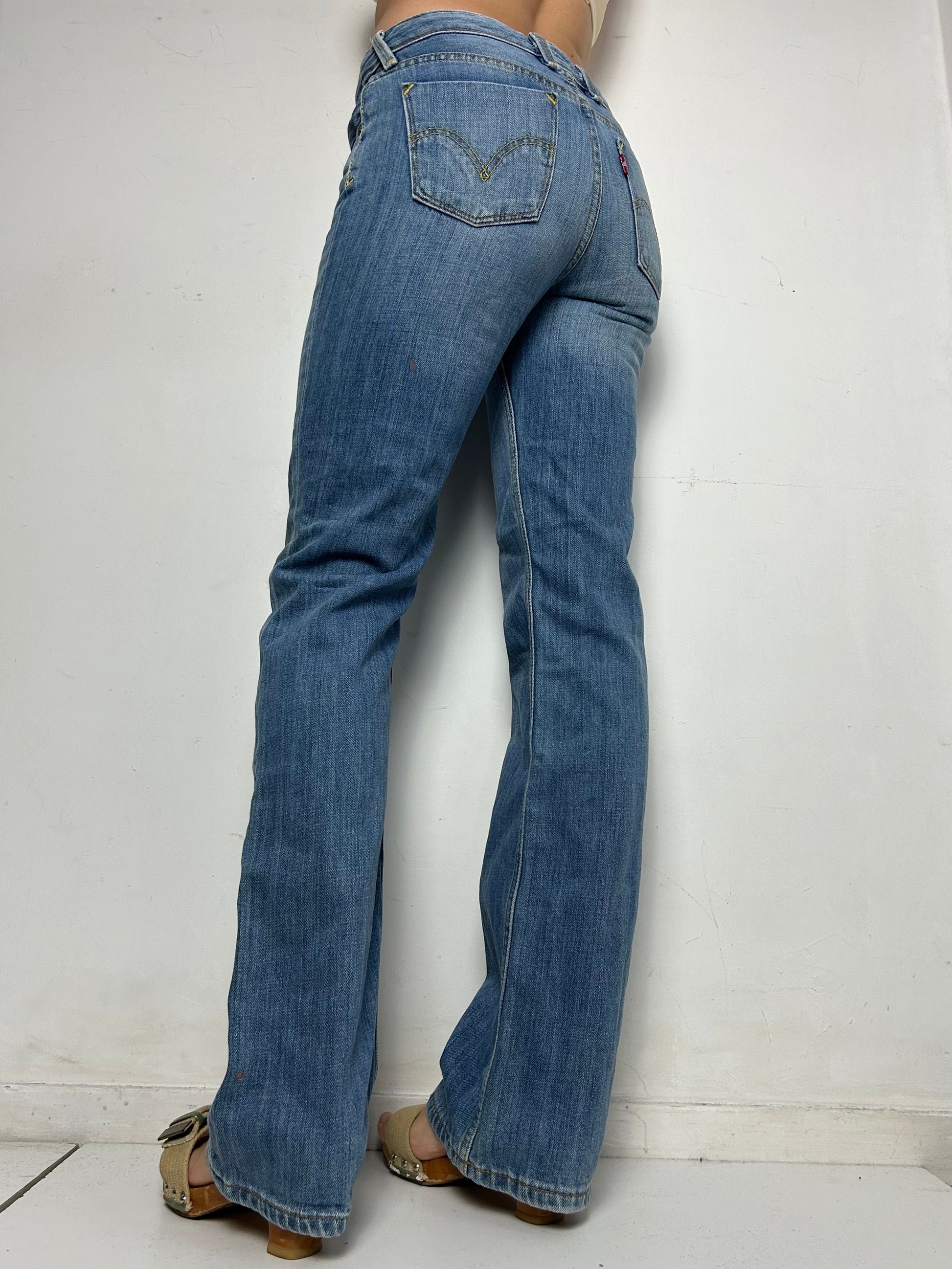 Blue denim  low waist flare / bootcut pants (S)