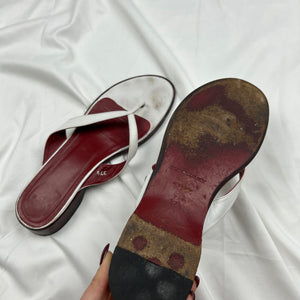 White real leather flip flop mules (37.5)