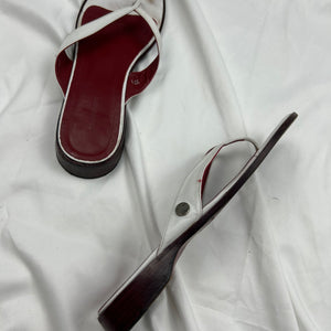 White real leather flip flop mules (37.5)