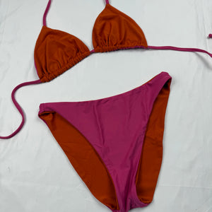 Pink & orange reversible 2 in 1 bikini set (S)