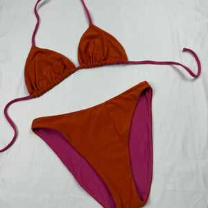 Pink & orange reversible 2 in 1 bikini set (S)