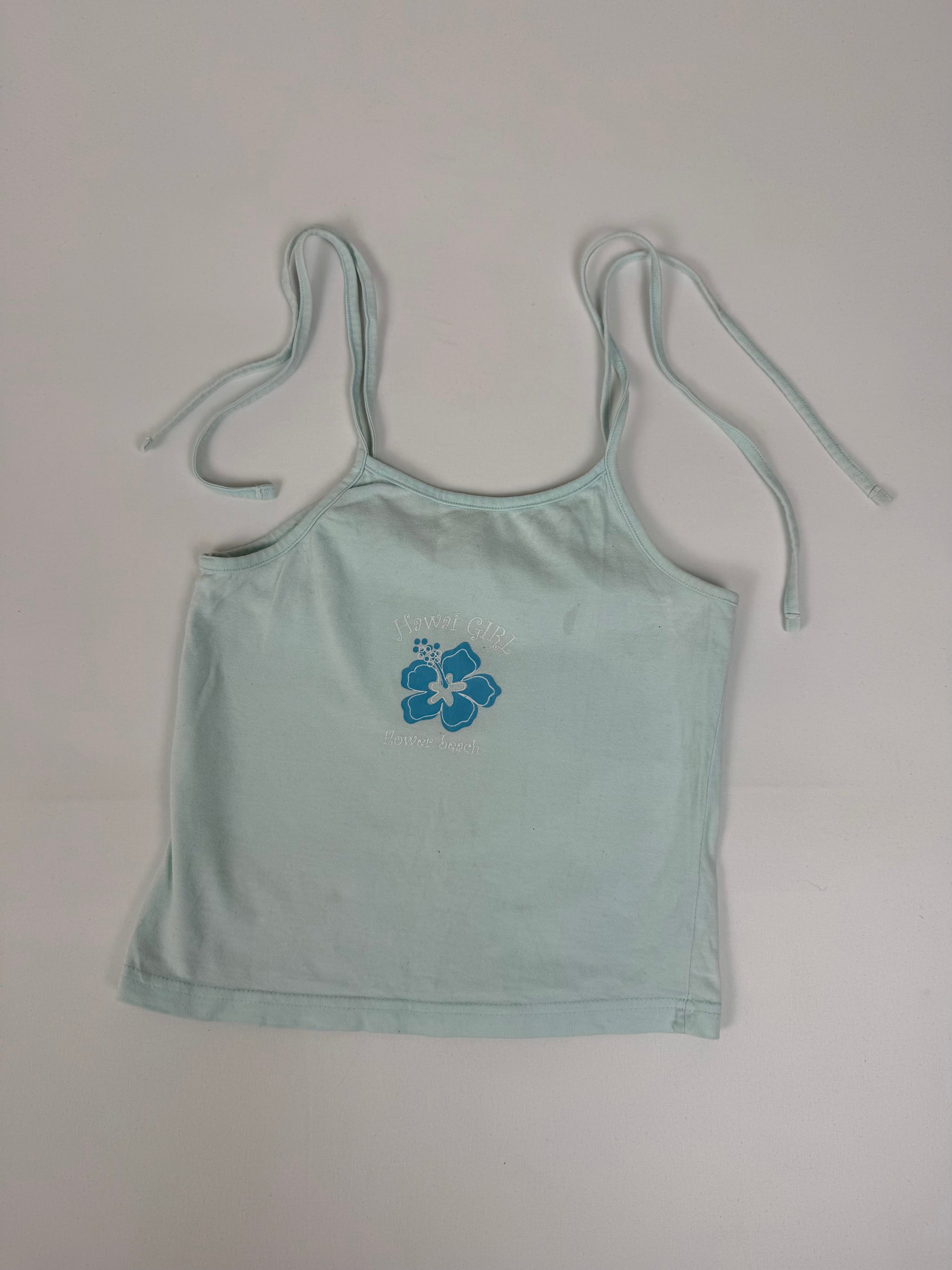 Baby blue graphic tie up top (XS)