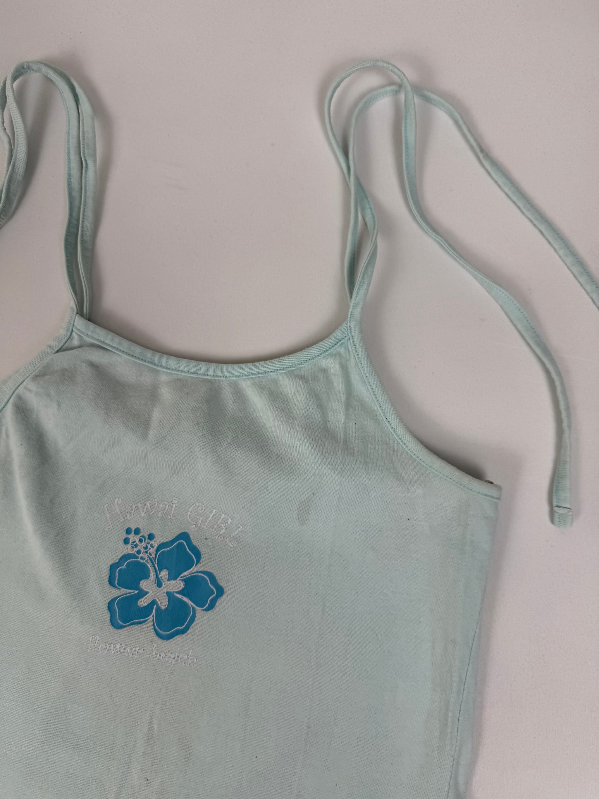 Baby blue graphic tie up top (XS)