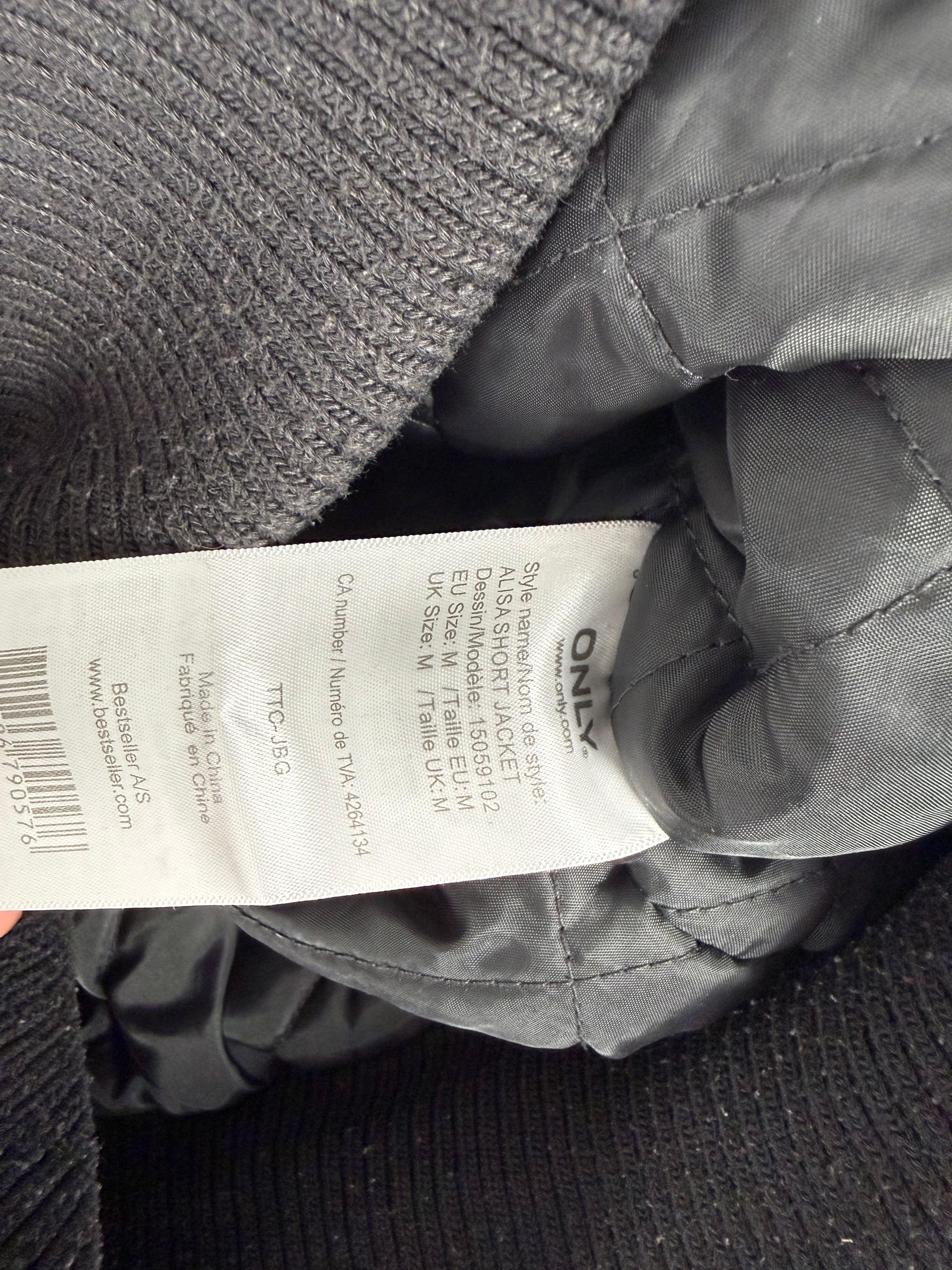 Grey puffer hooded biker jacket (M)