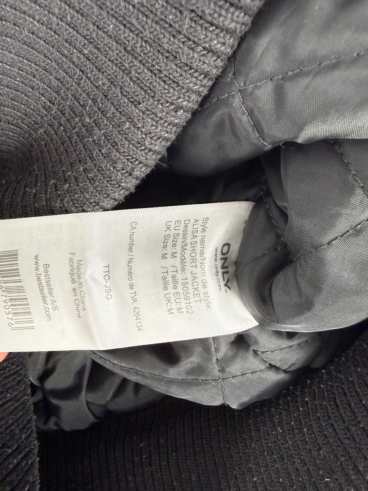 Grey puffer hooded biker jacket (M)