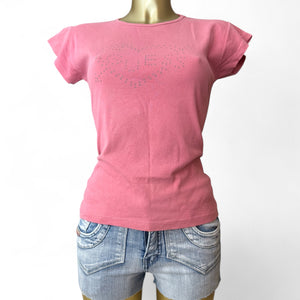 Pink logo cotton tee (L)
