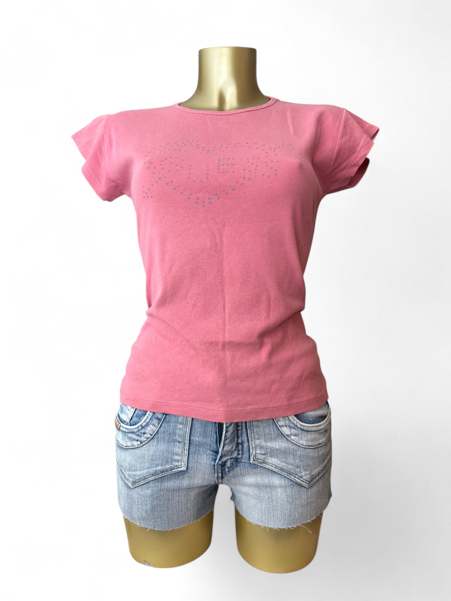 Pink logo cotton tee (L)