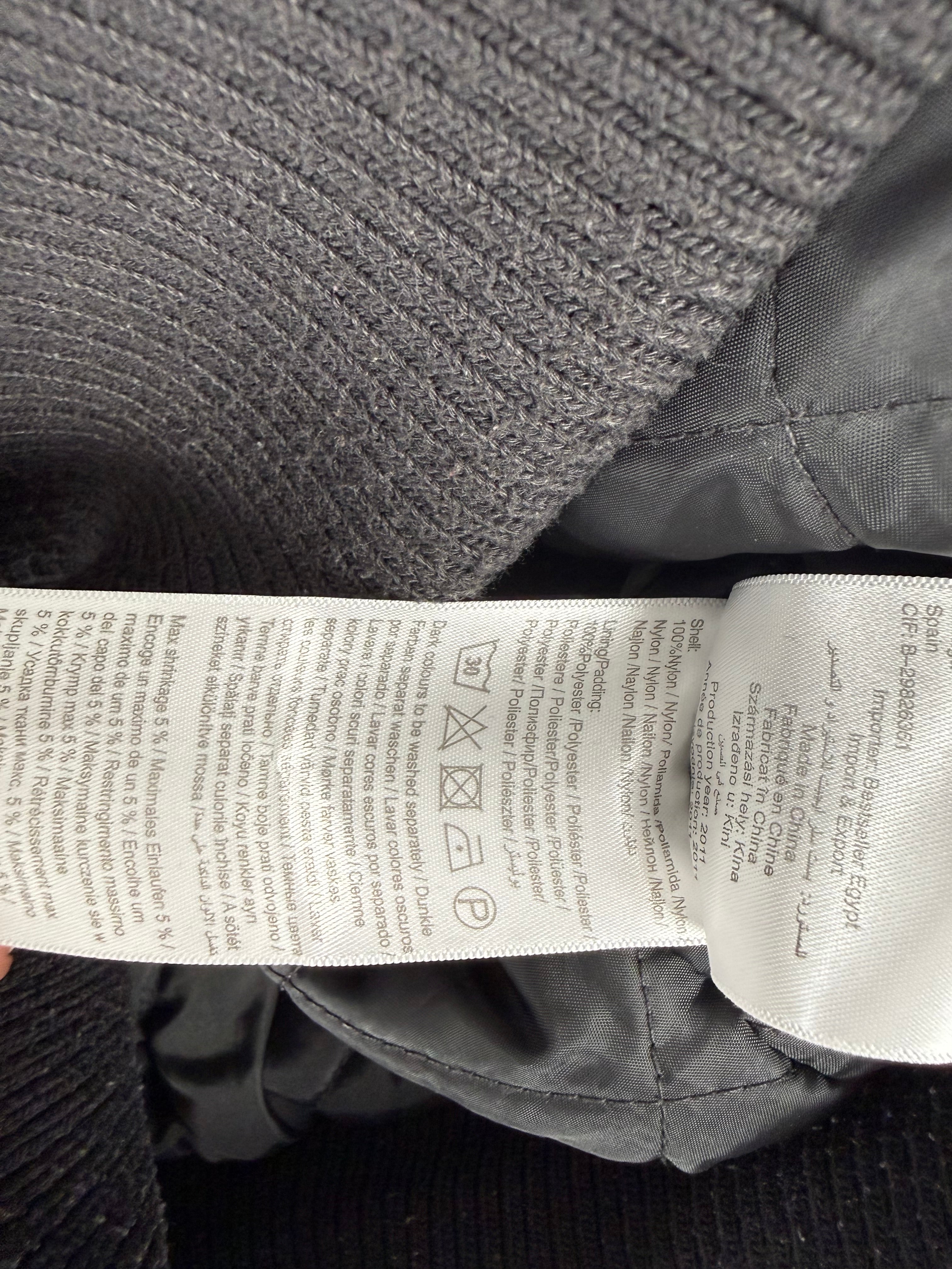 Grey puffer hooded biker jacket (M)