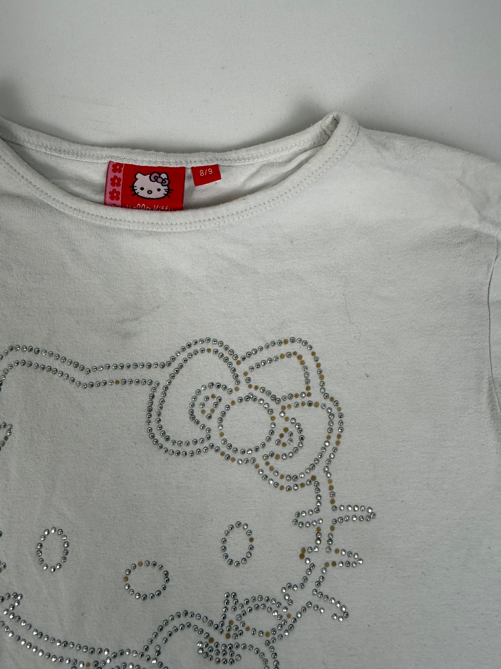 White rhinestones long sleeves top (XS)