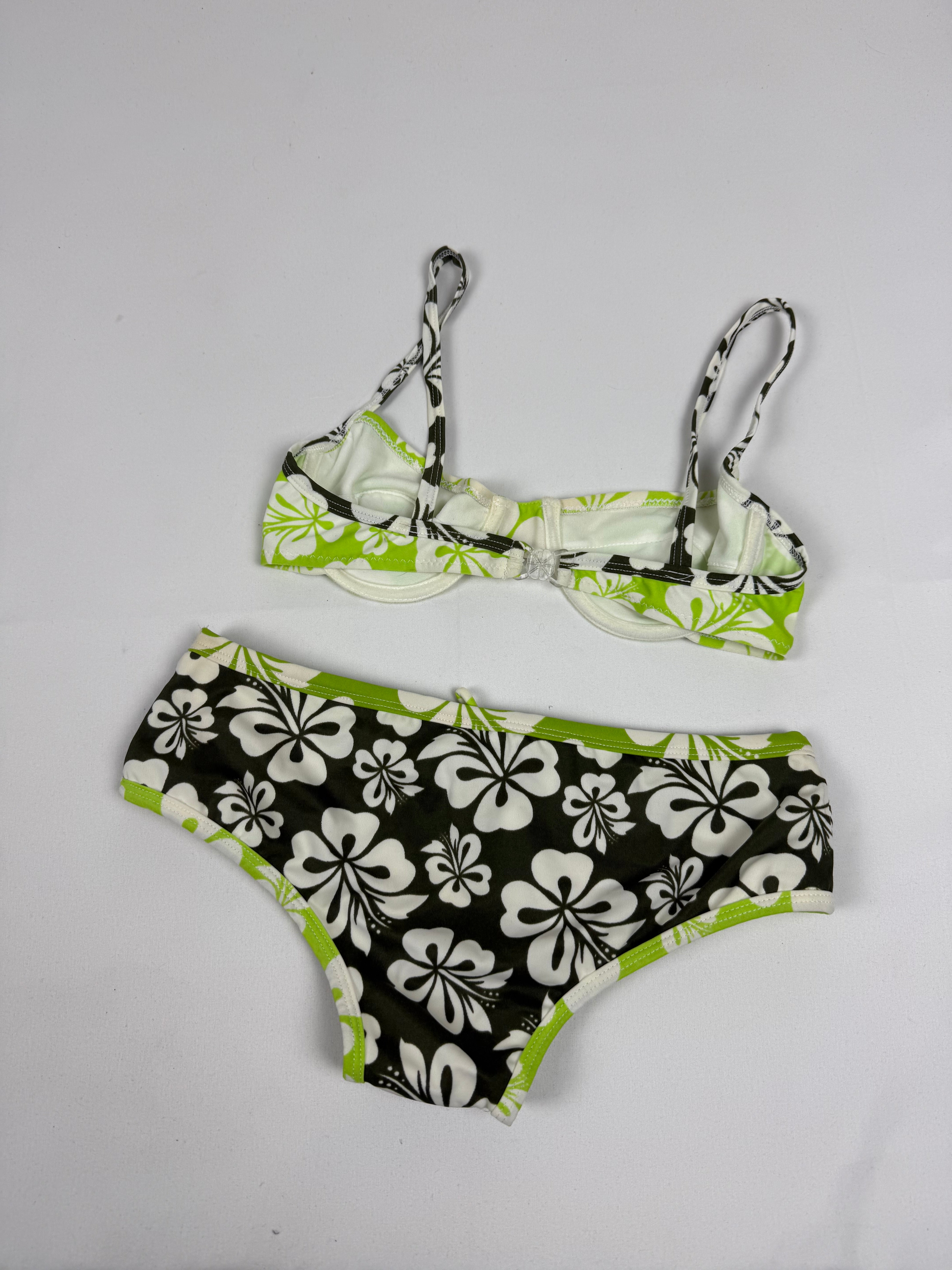 Bicolor floral hibiscus low rise bikini set (XS)