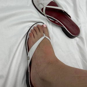 White real leather flip flop mules (37.5)