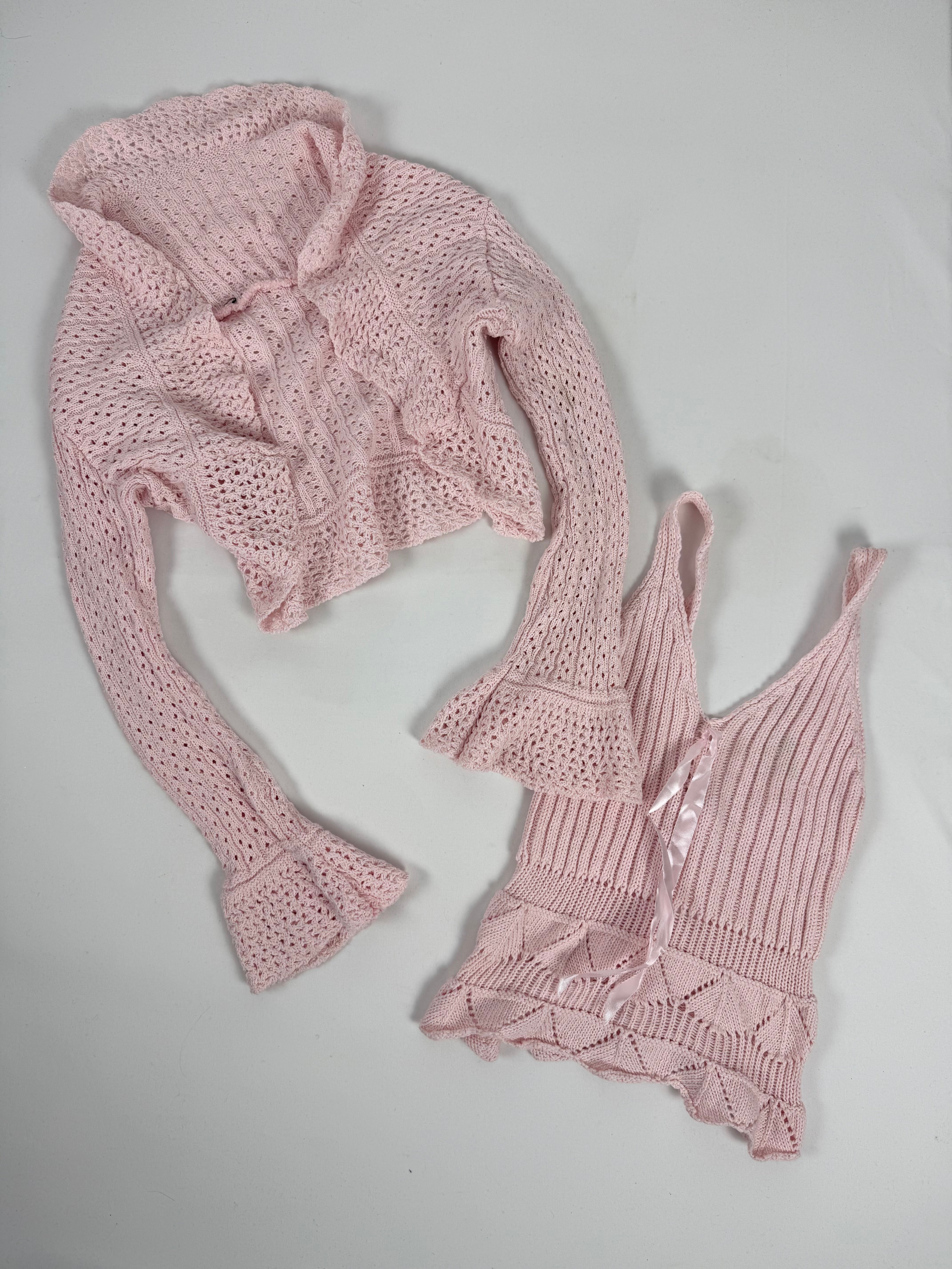 Baby pink crochet bolero + top set (S)