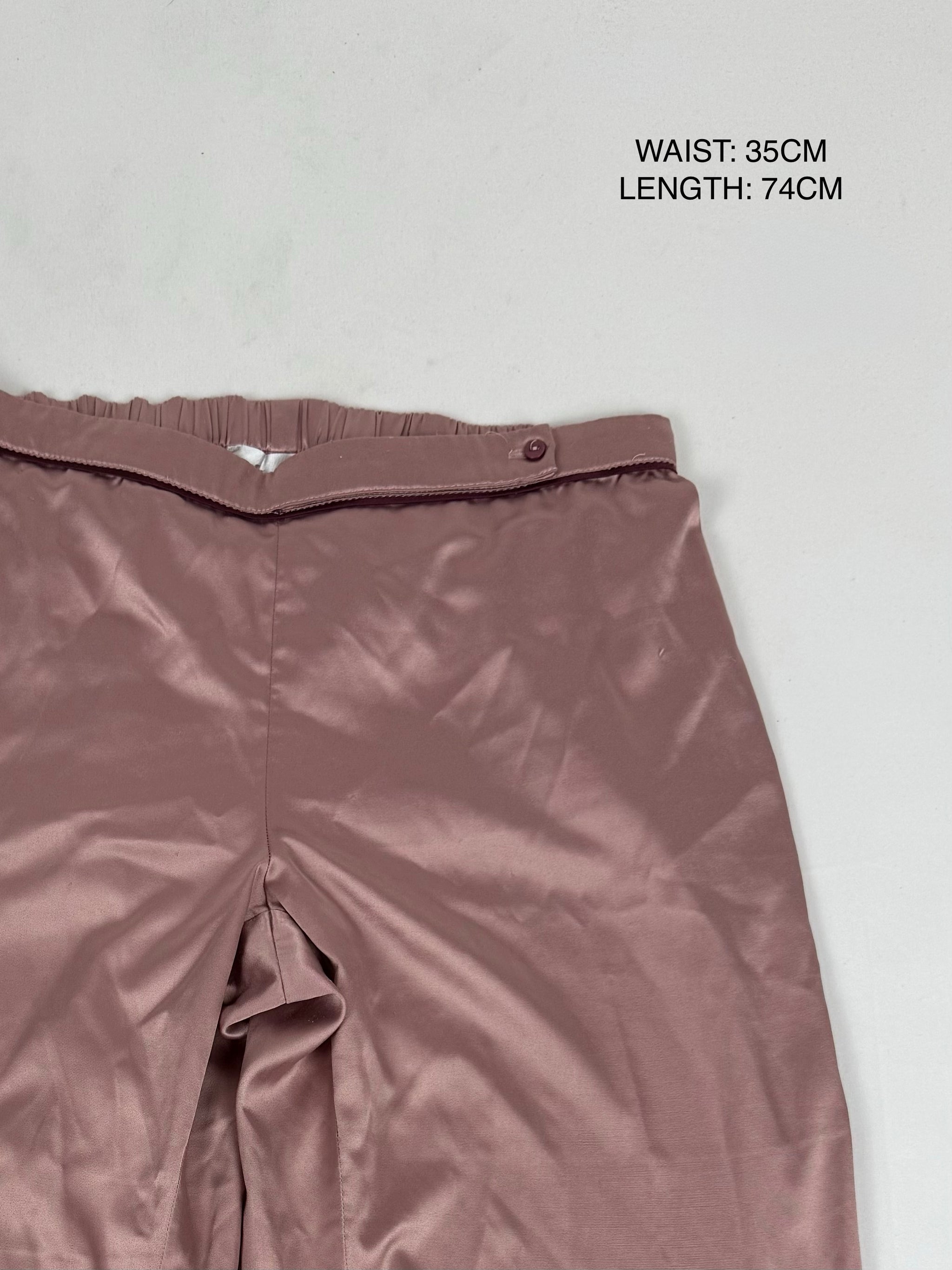 Pink silky low rise capri pants (S/M)