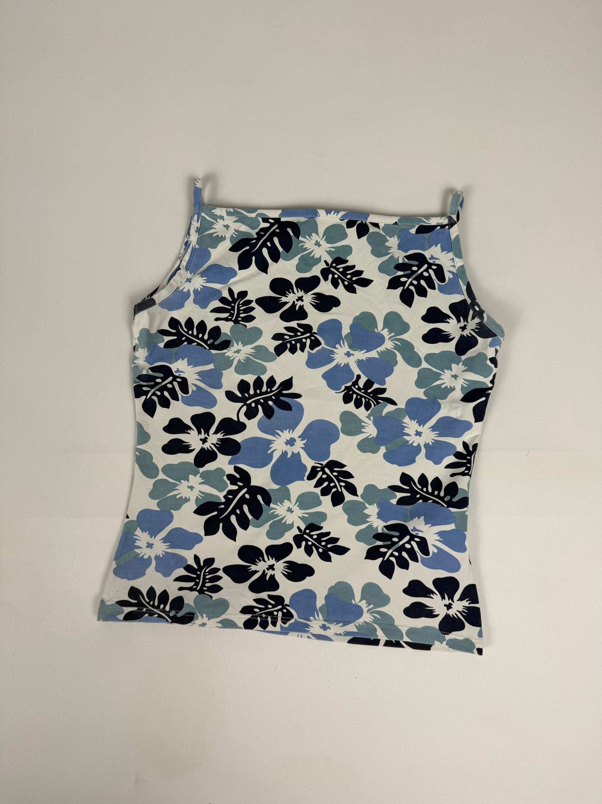 Blue hibiscus floral cami top (S)