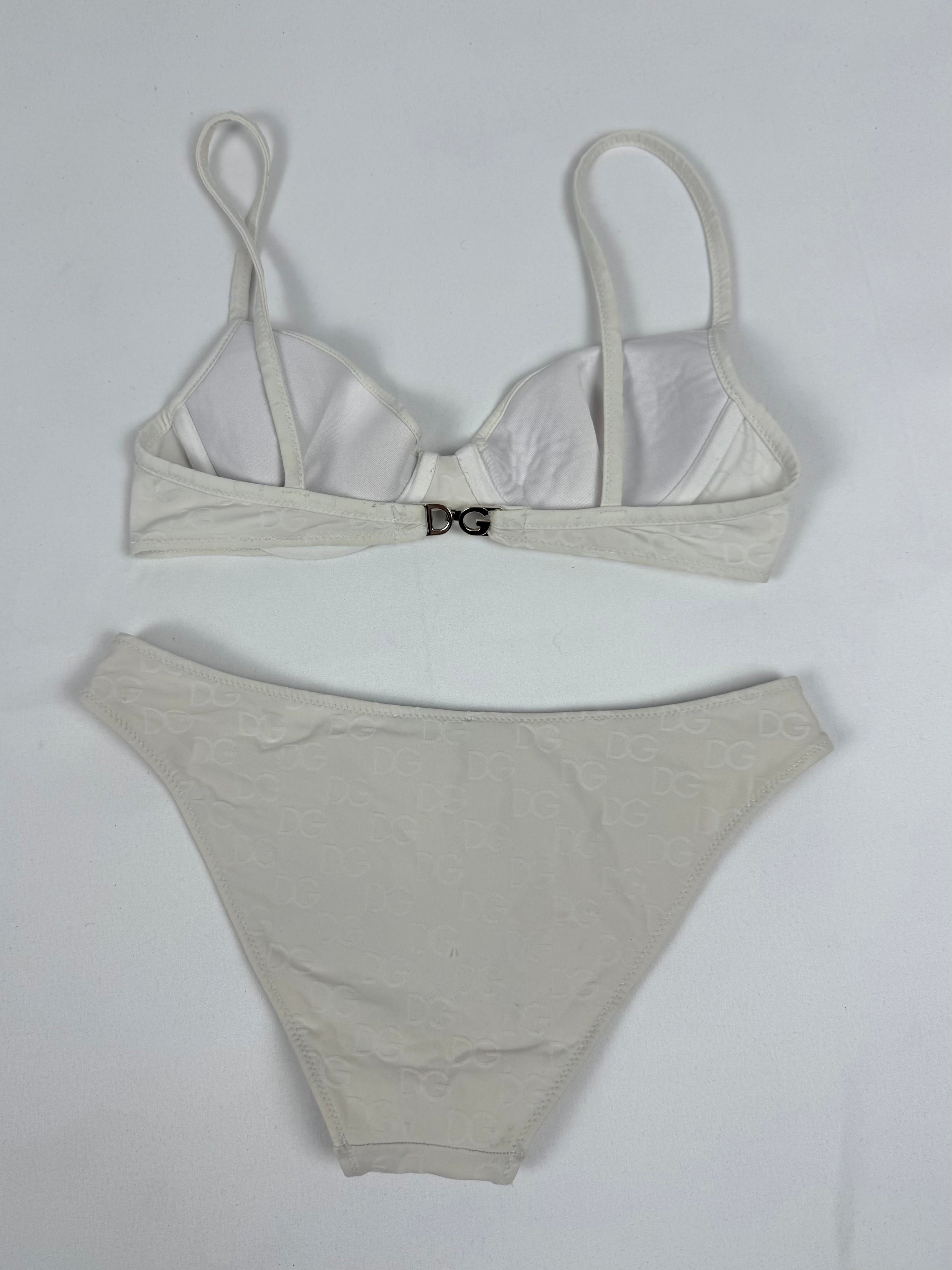 White low waist 3D logo bikini set (S)