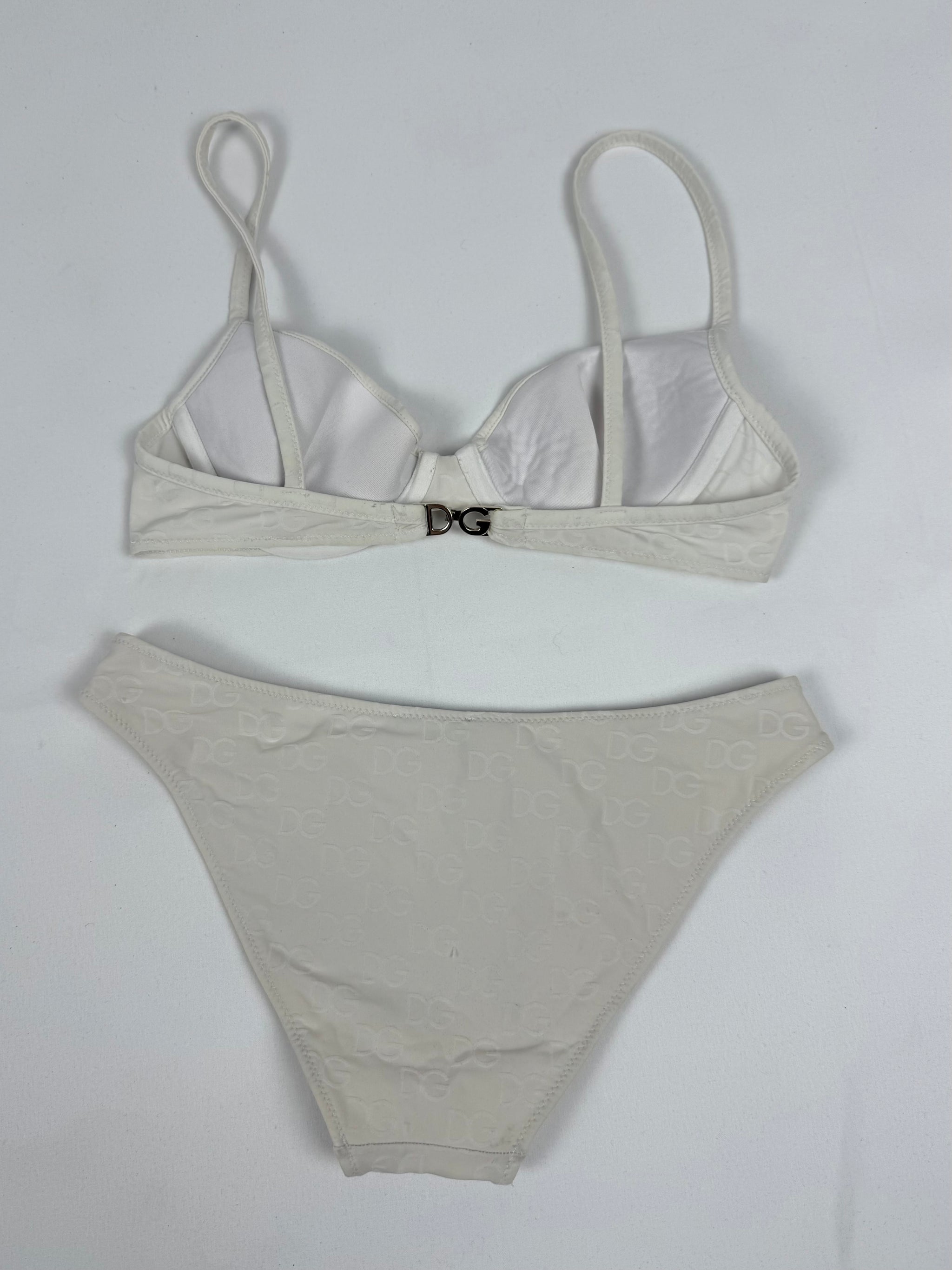 White low waist 3D logo bikini set (S)